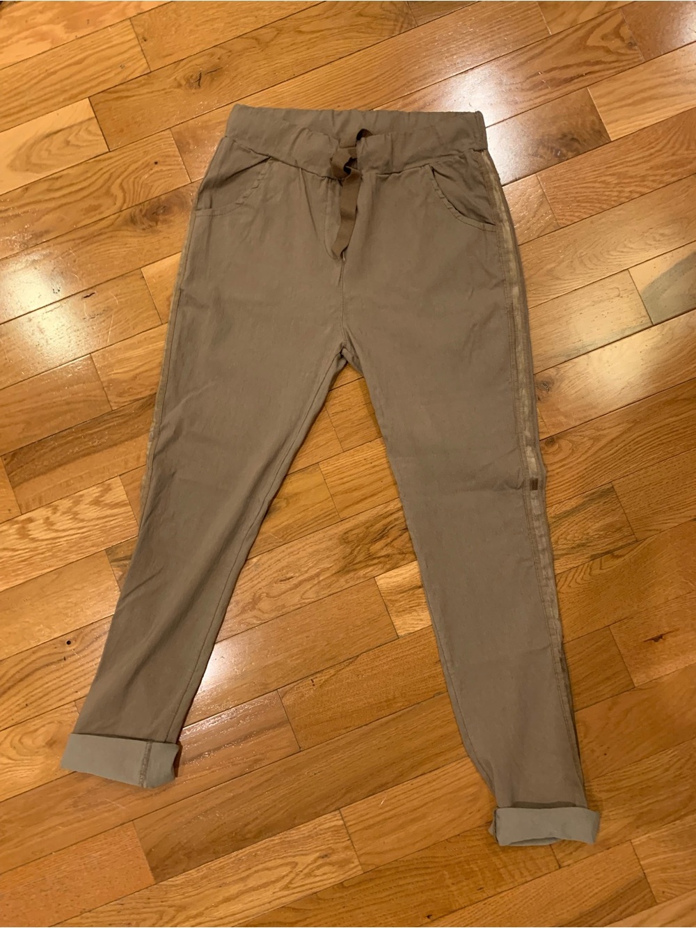 High rise Drawstring Khaki Pants